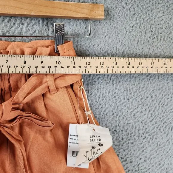 Indigo Rein Linen Blend Hayden Belted Shorts Juniors' Small Pheasant Pull On - Picture 6 of 14